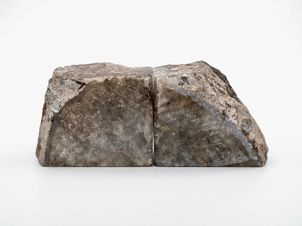 Piedra Agata Gris Claro En Par De 13x8x5 Decorativa